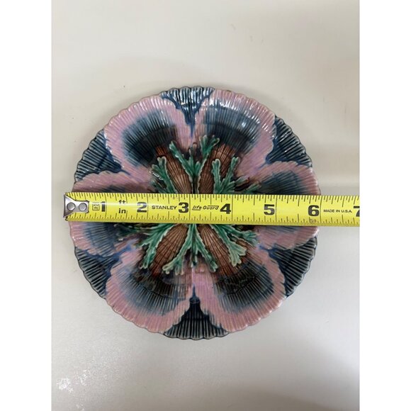 Antique Etruscan Majolica Seaweed Shell Design Plate 6” Collector Gift NOTE Holi - Picture 4 of 16